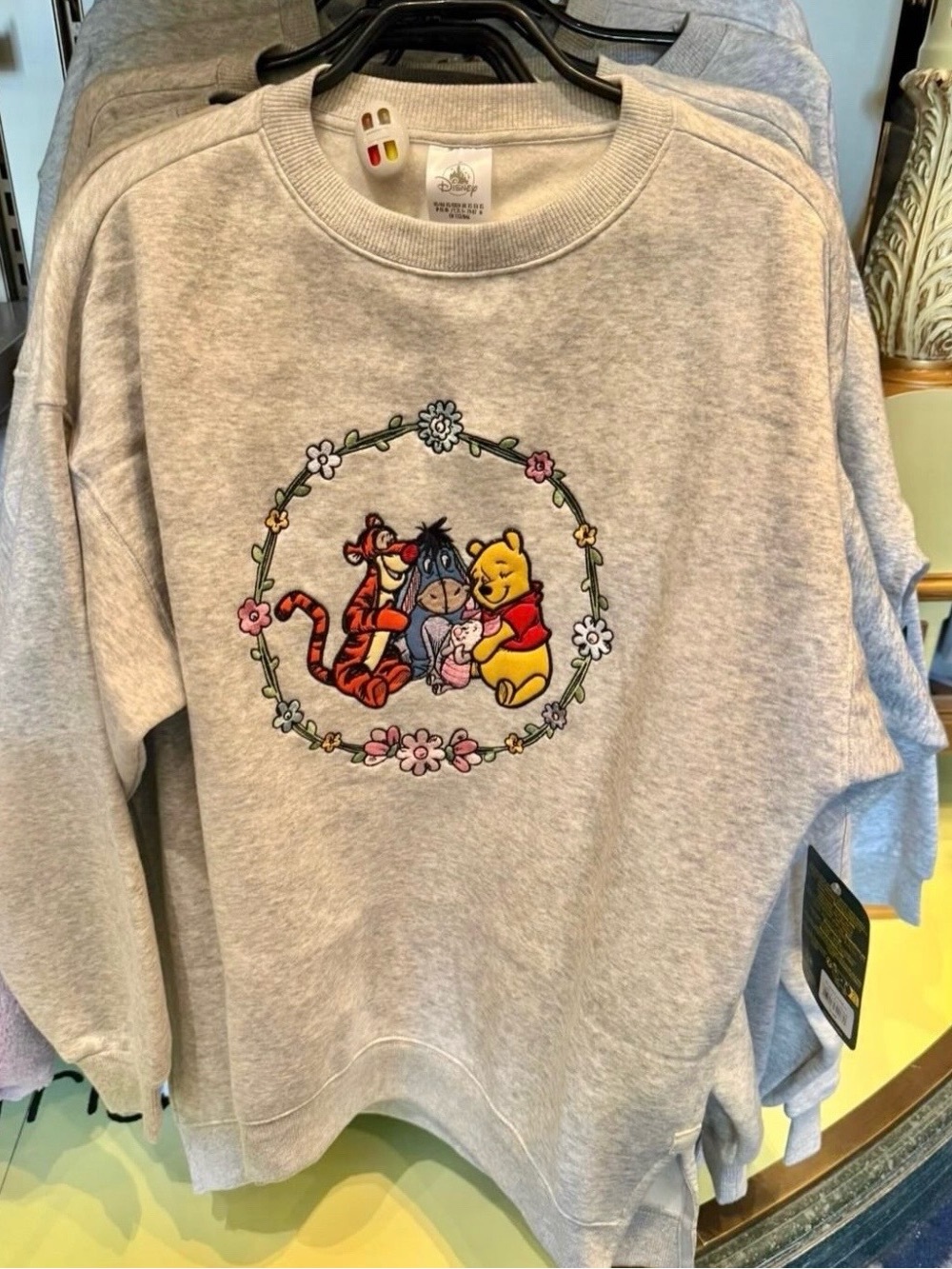 Disney Gray Winnie the Pooh, Tigger & Eeyore Floral Crewneck Sweatshirt - Picture 2 of 2